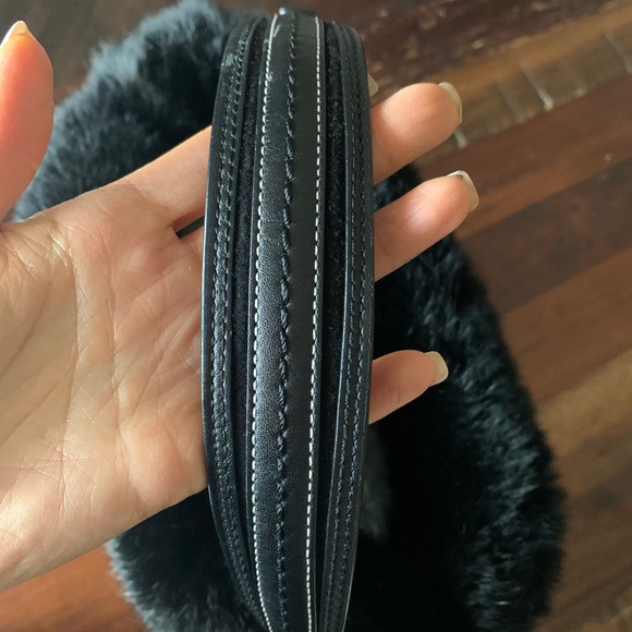 Coach Y2K fur lined silk purse with suede and brass. - Picture 4 of 10